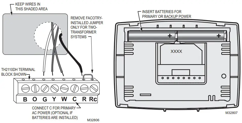 Honeywell Home PRO TH2000DH Series Thermostats -Power options