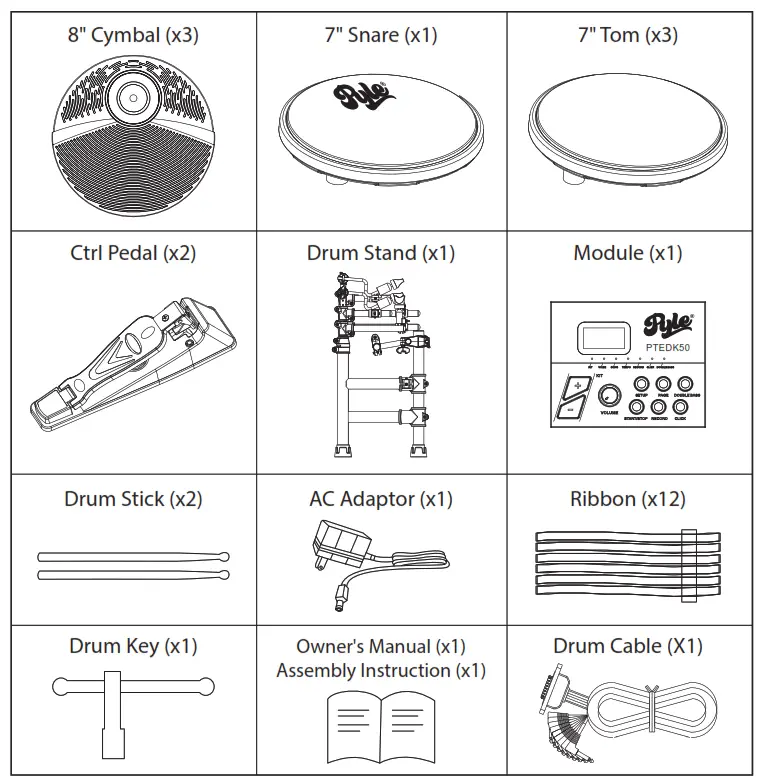 PYLE PTEDK50 Electronic Drum - Fig