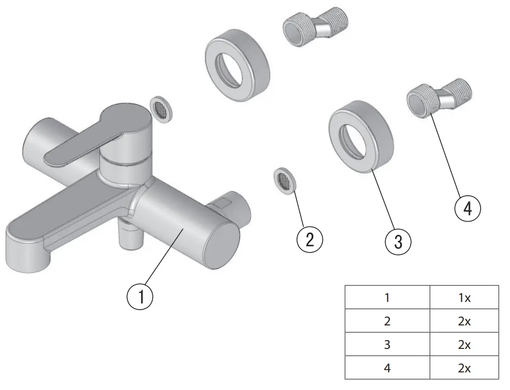 RAVAK X070115 Puri PU 022.00 Wall-Mounted Bath Water Tap - Fig 1