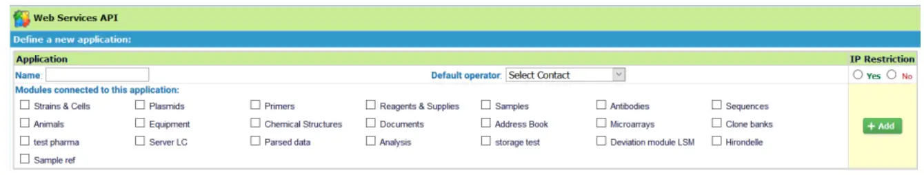 LabCollector Web Service Application Programming Interface Software - API setup 1