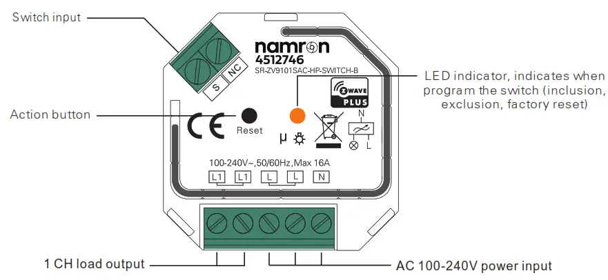 namron Touch Z Wave 16A Thermostat