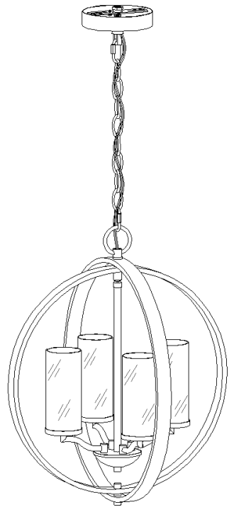 Uolfin 3MMZBE LWS24215 V7 4 Light Chandelier -