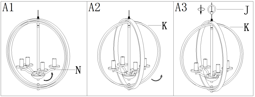 Uolfin 3MMZBE LWS24215 V7 4 Light Chandelier - installation