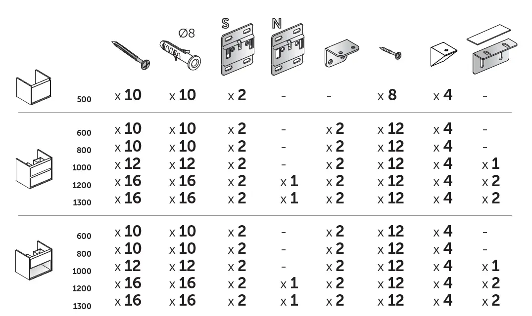 Ideal Standard E0844EQ Connect Air 550mm Basin Unit 1 Drawer 2