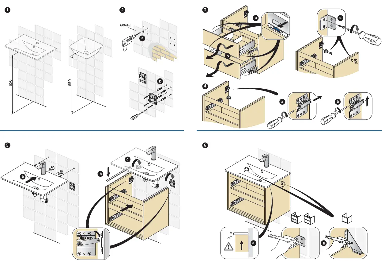 Ideal Standard E0844EQ Connect Air 550mm Basin Unit 1 Drawer 5