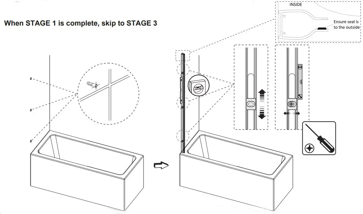 Lenovo Single Fixed Panel Bath Screen - Stage 1