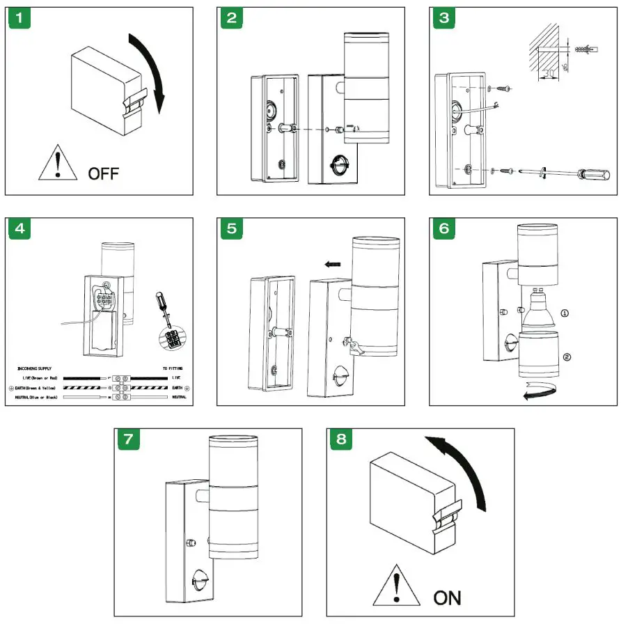 4lite 4L2-2306 Marinus Outdoor IP44 Up Down Wall Light Instruction Manual - How to use
