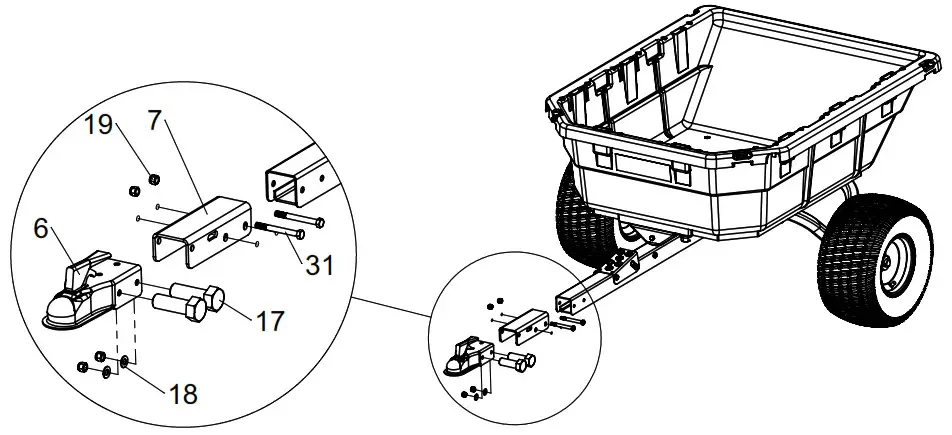 OHIO STEEL 4048PS-ATV 12.5 cu ft Poly - Attach Ball Coupler