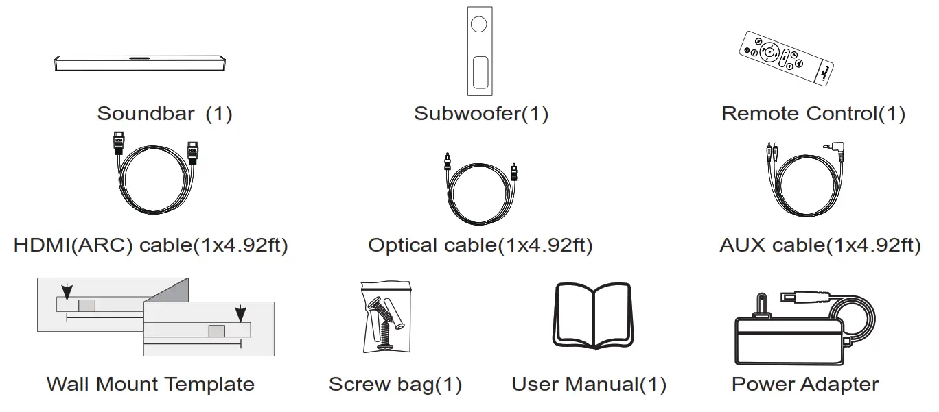LARKSOUNd L220 2 1Ch 3D Soundbar System - PACKAGE CONTENTS