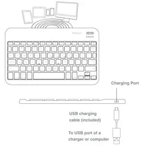MACALLY BTBLTABKEY Rechargeable Backlit Quick Switch Bluetooth Compact Keyboard for Three Devices - figure 1