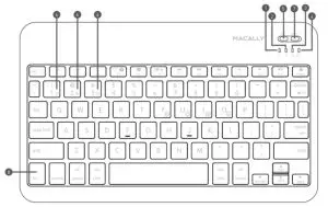 MACALLY BTBLTABKEY Rechargeable Backlit Quick Switch Bluetooth Compact Keyboard for Three Devices - figure 2