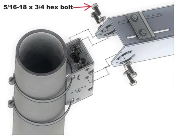 Tamarack Solar UNI SA 26 Single Arm Pole Mount - Assemboly