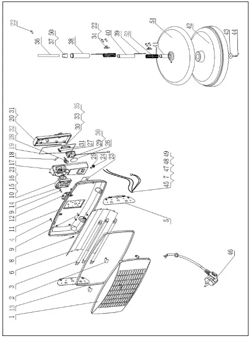 Clarke 6939006 Infrared Quartz Heater - PARTS DIAGRAM