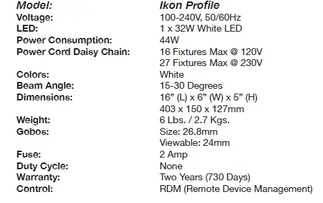 ADJ IKON PROFILE PEARL 32W LED Gobo Projector FIG 8