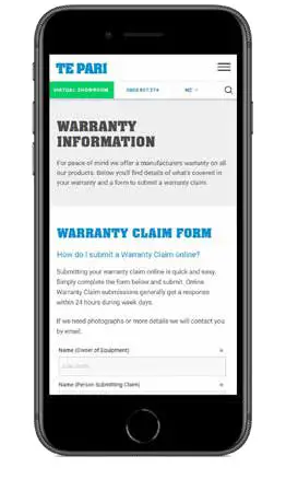 TE PARI TP V20 Revolution Smart Dosing - Warranty Claim Form