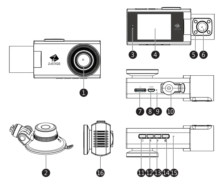 Z-EDGE Z3Pro GPS Dual Dash Camera - product