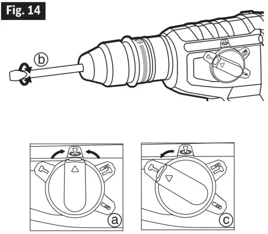 FLEX FX1551A 24V 1 Inch Rotary Hammer - CHISEL POSITION