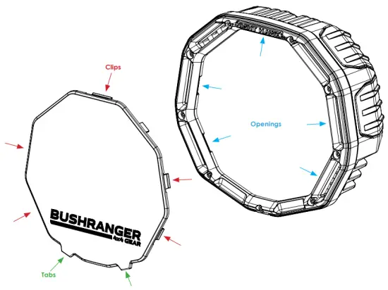 BUSHRANGER NHX180VLI Night Hawk LED Driving Light - clips