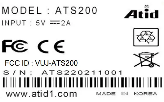 Atid ATS200 Handheld UHF RFID Reader - Model