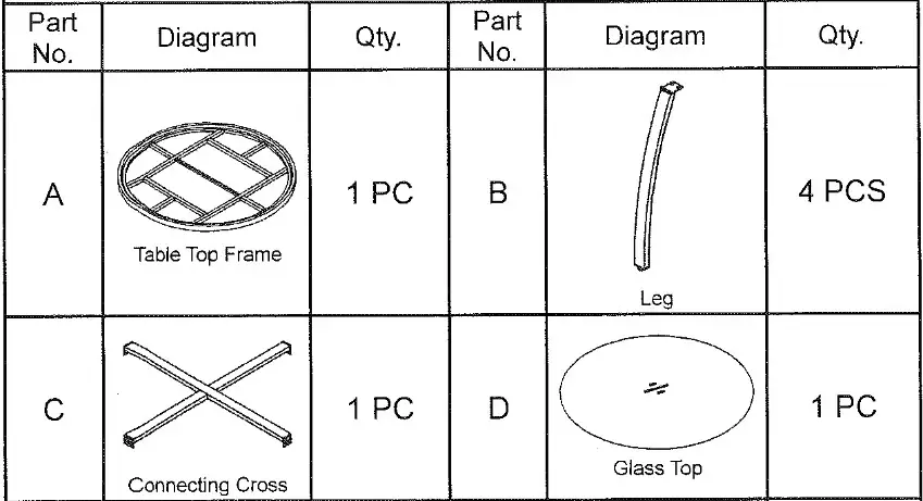 Royalcraft Seychelles Set-Chair Part List 1
