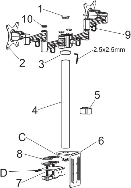 kogan Dual Monitor Mount-1