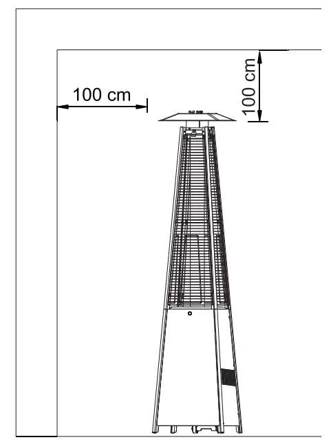 Volcano G21 Gas patio heater - Heater position