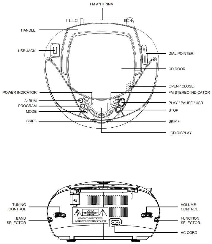GOGEN CDM 388 USB MP3 CD Radio Portable Player - CONTROL