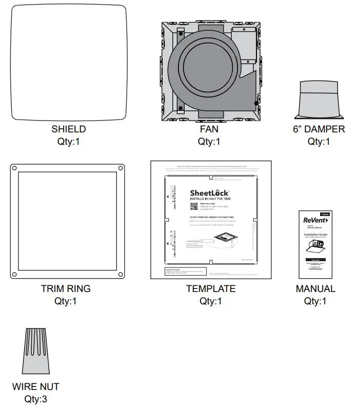ReVent RVS130 Roomside Installation Bathroom Exhaust Ventilation Fan - fig 1