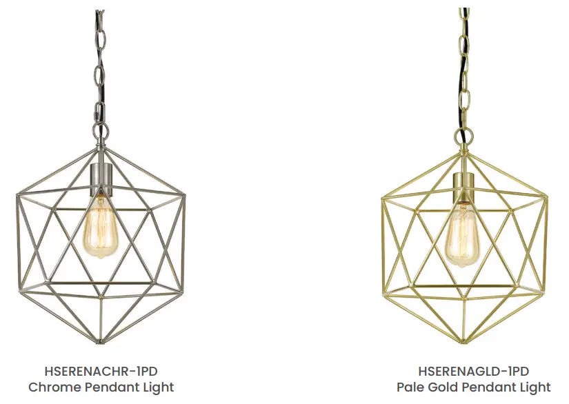 HANOVER HSERENACHR-1PD Chrome Pendant Light -