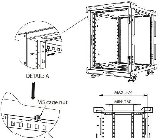 CLAYTEK WS Series Server Racks and Server Cabinets - How to adjust mounting rails 1
