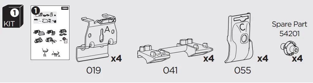 THULE-186097-Custom-Fit-Kit-for-Mounting-Roof-Rack-to-Vehicles-FIG-1