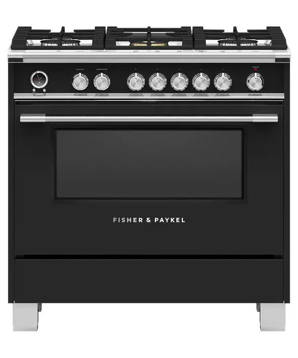 FISHER PAYKEL OR36SCG6B1 Dual Fuel Range, 36 5 Burners, Self cleaning