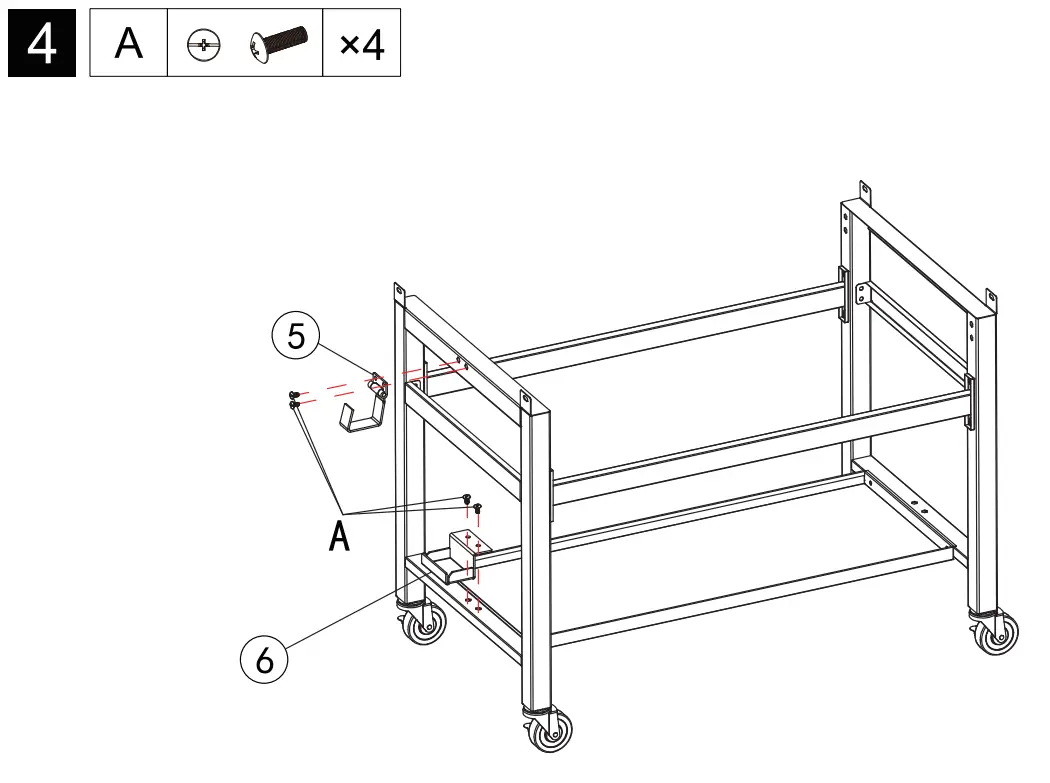 GB4000 36 Inch 4-Burner Gas Griddle Assembly illustration