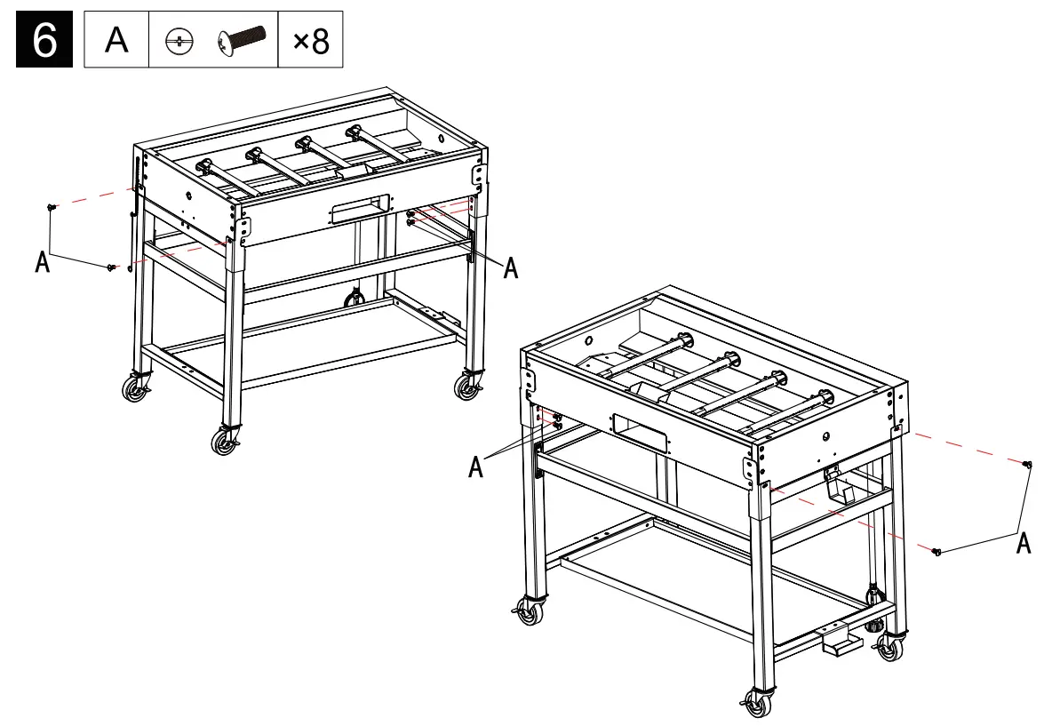 GB4000 36 Inch 4-Burner Gas Griddle Assembly illustration
