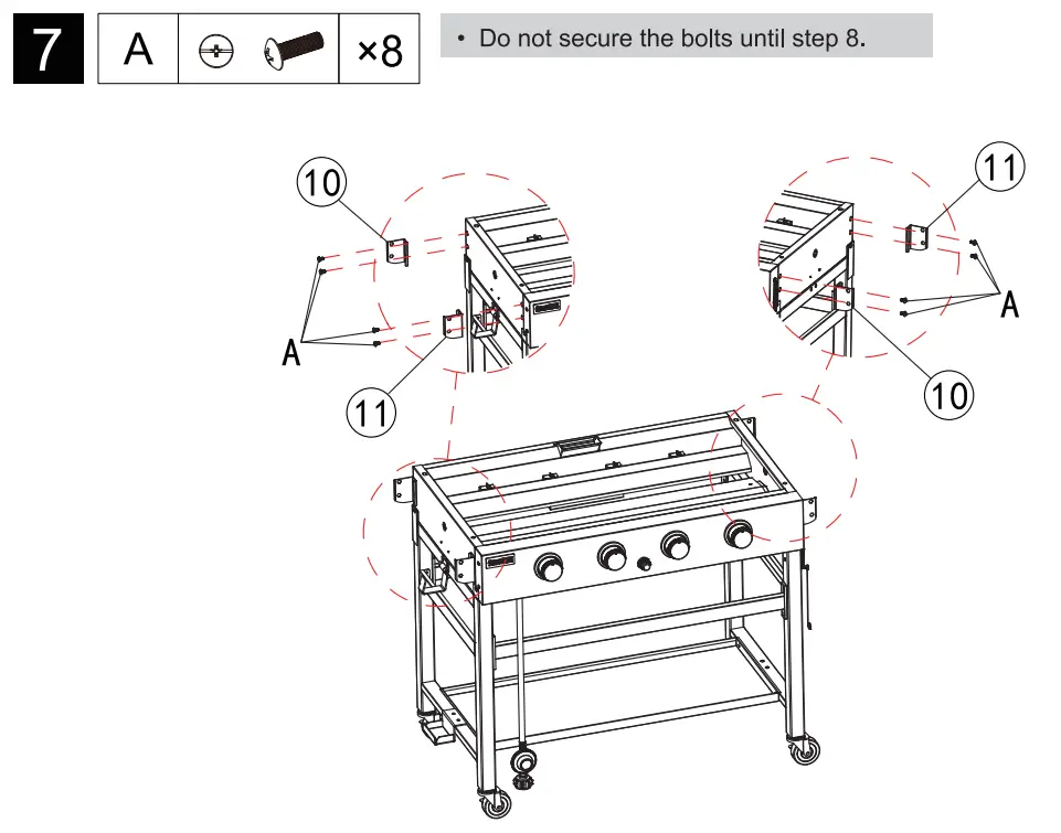 GB4000 36 Inch 4-Burner Gas Griddle Assembly illustration