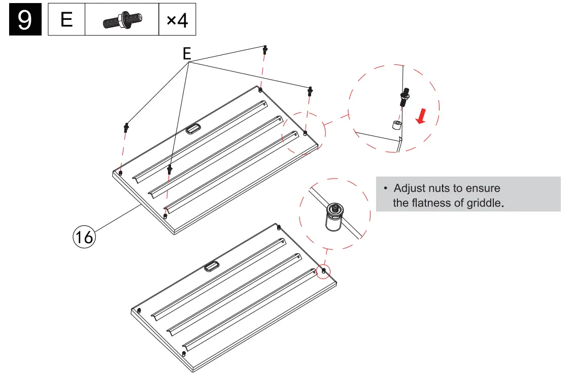 GB4000 36 Inch 4-Burner Gas Griddle Assembly illustration