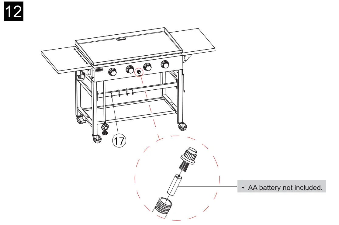GB4000 36 Inch 4-Burner Gas Griddle Assembly illustration