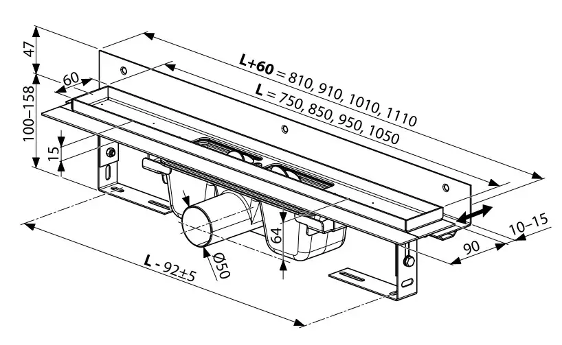 RAVAK X01635 Shower Drain Stainsteel Steel - .