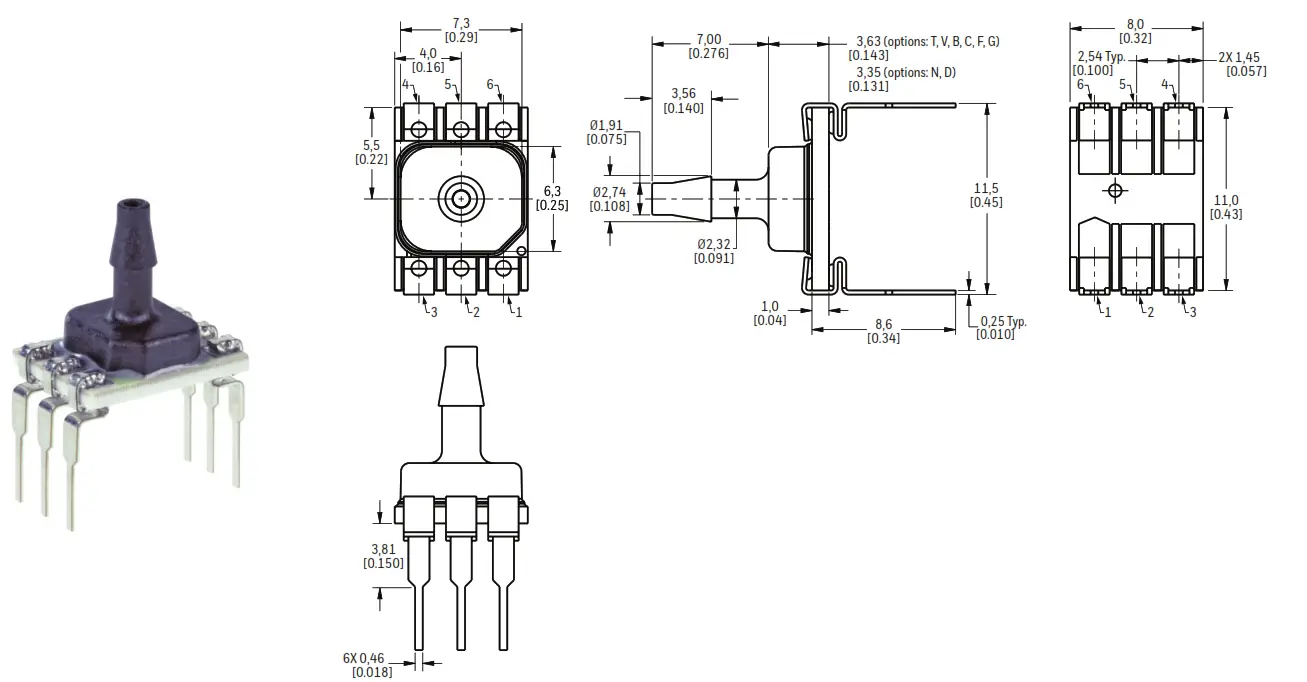 Honeywell 32305127 Basic Amplified Board Mount Pressure Sensors - fig 1