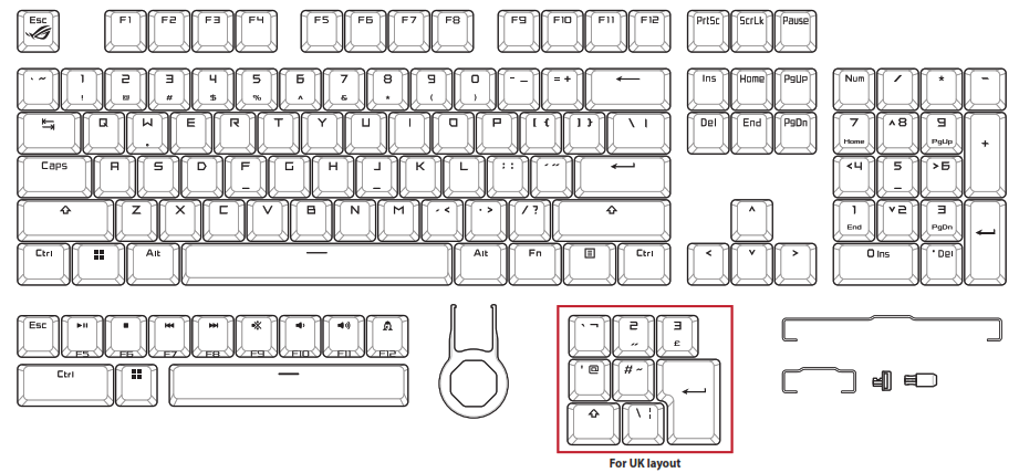 ASUS AC04 Rog Rx Pbt Keycap Set Keyboard Cap