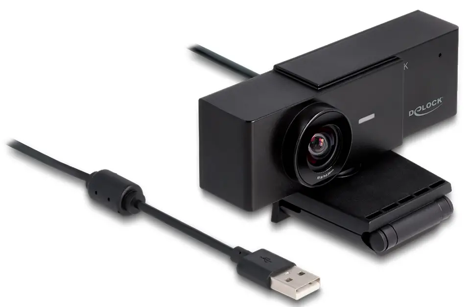 DeLOCK 96400 USB UHD Webcam with Microphone 2160p 4K 30 Hz 110 Viewpoint and Tripod