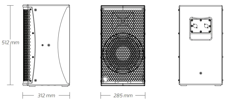 iDea LUA10i 10 Inch Multipurpose Passive Loudspeaker - TECHNICAL DRAWINGS