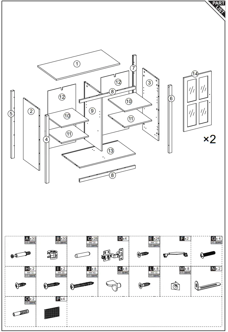 HOMCOM 835-547WT Distressed White and Natural Wood Effect Composite Sideboard - fig 1