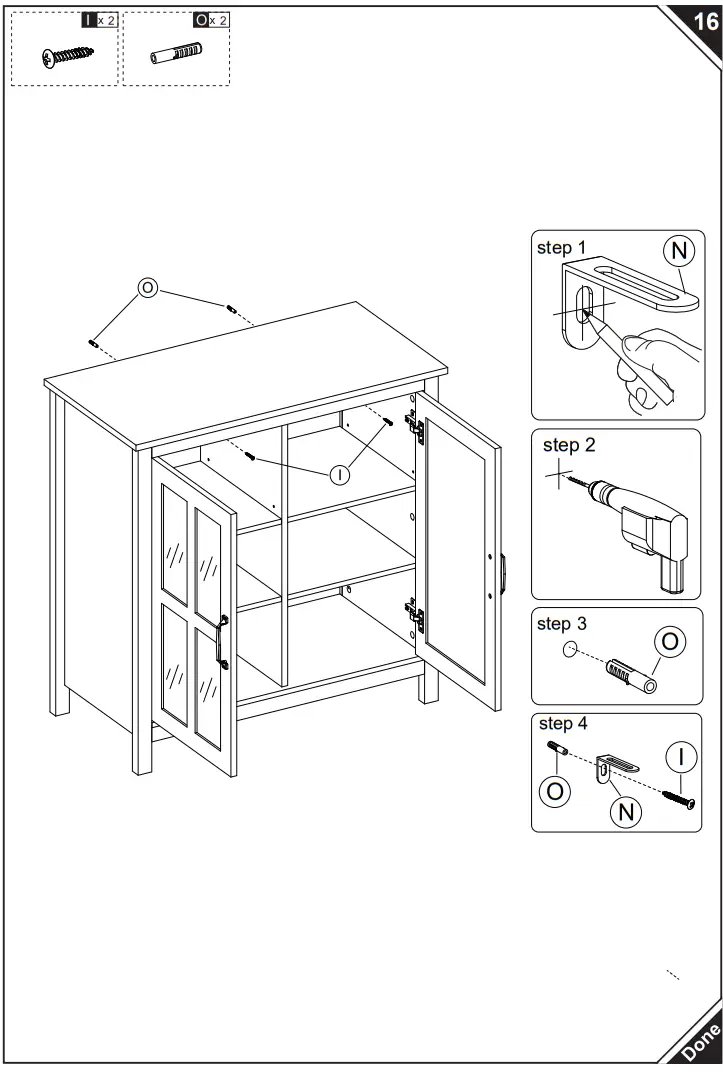 HOMCOM 835-547WT Distressed White and Natural Wood Effect Composite Sideboard - fig 10
