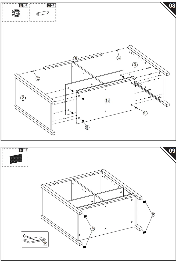HOMCOM 835-547WT Distressed White and Natural Wood Effect Composite Sideboard - fig 5