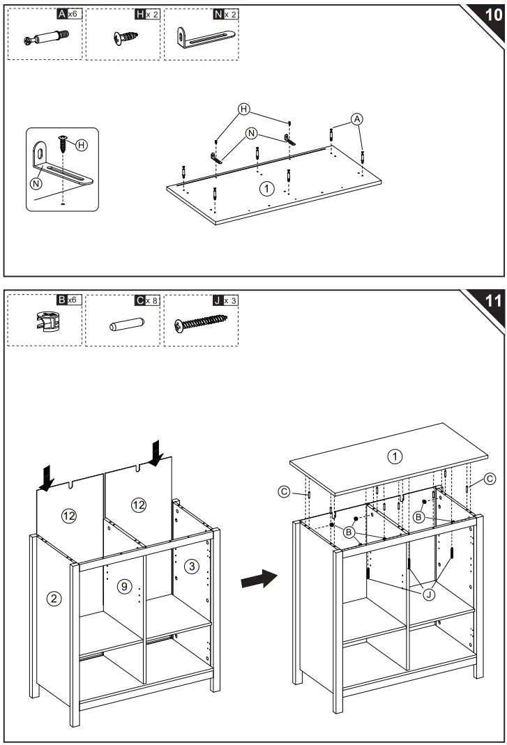 HOMCOM 835-547WT Distressed White and Natural Wood Effect Composite Sideboard - fig 6