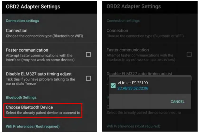 Vgate vLinker FS Bluetooth OBD2 Car Diagnostic Scan Tool - Choose Bluetooth Device vLinker FS 23199