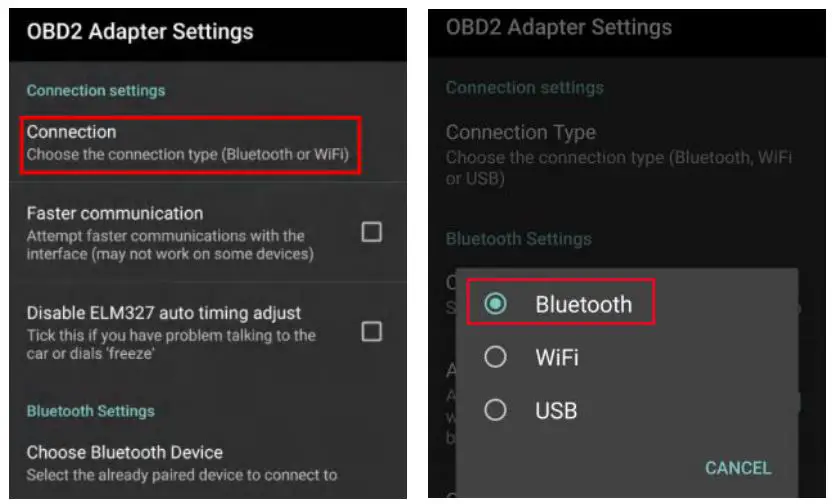 Vgate vLinker FS Bluetooth OBD2 Car Diagnostic Scan Tool - Choose the connection type Bluetooth