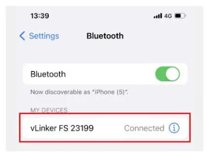 Vgate vLinker FS Bluetooth OBD2 Car Diagnostic Scan Tool - Click on pairing to connect successfully