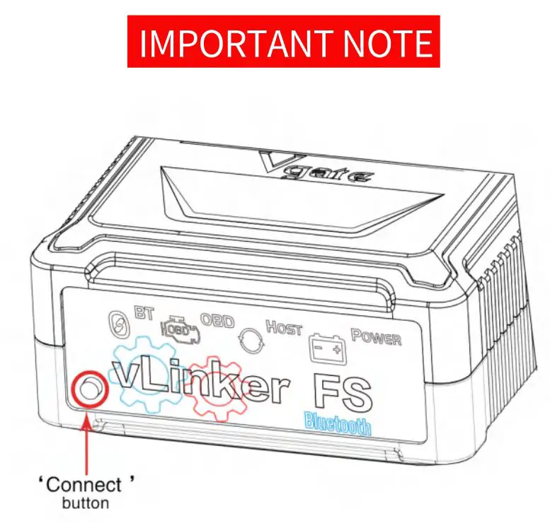 Vgate vLinker FS Bluetooth OBD2 Car Diagnostic Scan Tool - Press the Connect button on vLinker FS (Bluetooth)